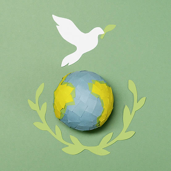 Culture of Peace — Cultuur van Vrede, peace dove art globe